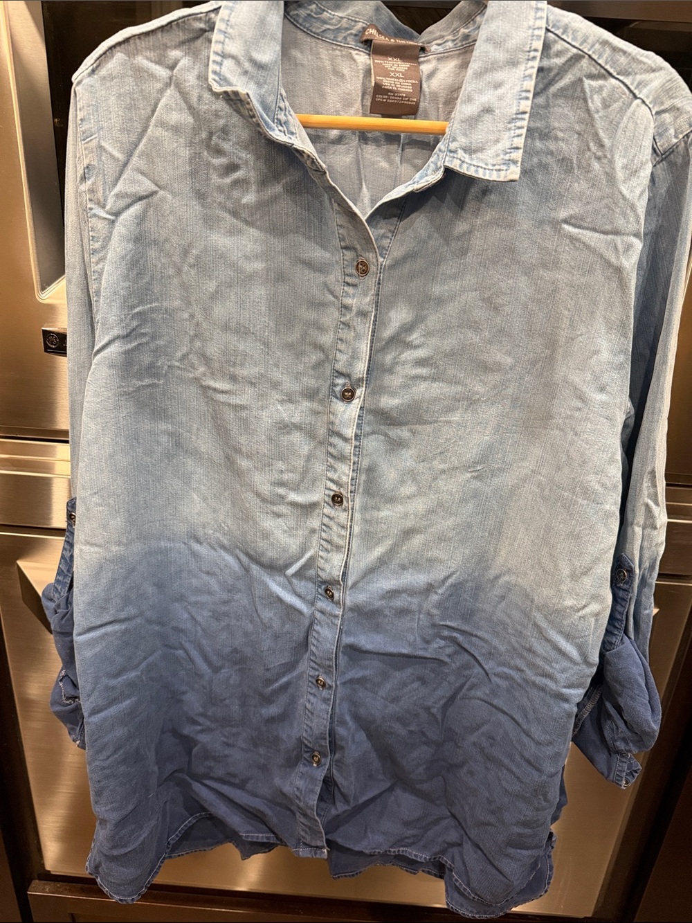 Light-to-Mid Blue Ombre Denim Shirt